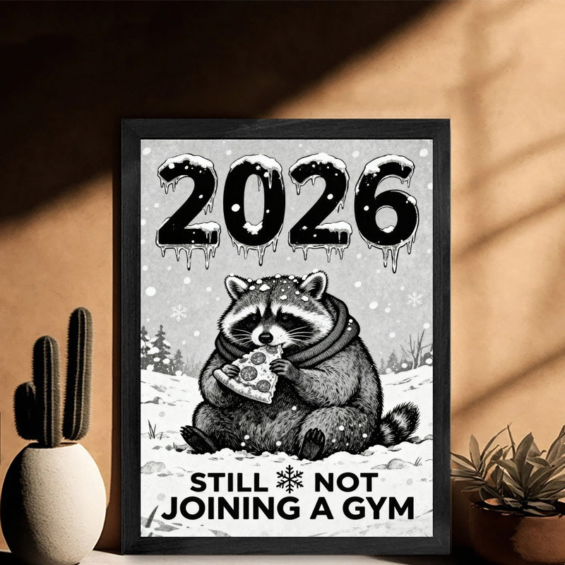 Reproduction encadrée noire 2026, H 25 po x l 17 po