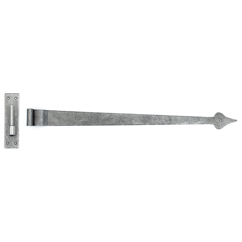 19.4cm H x 90.3cm W Surface Mount Pair Door Hinges, Pewter Patina