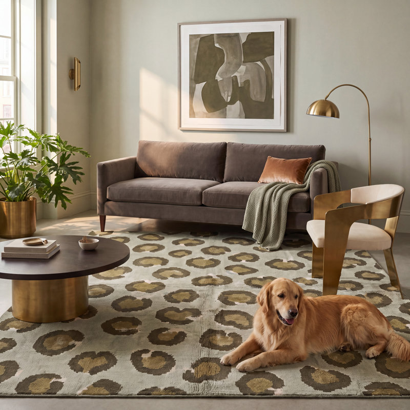Tapis Pellitory à motifs animaux, vert, gris et crème, antidérapant, à poils courts, pour l'intérieur et l'extérieur, adapté aux animaux de compagnie, salon, chambre, salle à manger, entrée, corridor, bureau, lavable