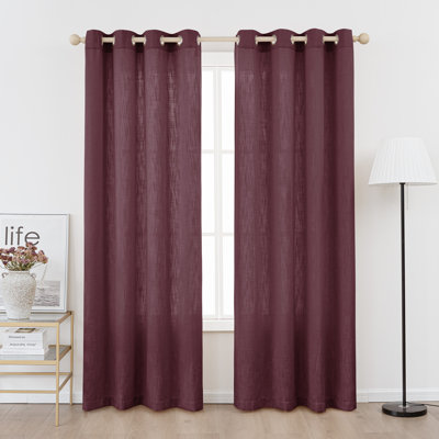 Kambi Linen Blend Semi-Sheer Curtain Panel Pair 