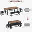 Dining Table Set for 6,Expandable Rectangular Kitchen Table with 2 Benches and 2 Stools,Industrial Wood Dining Room Set, Space-Saving Design