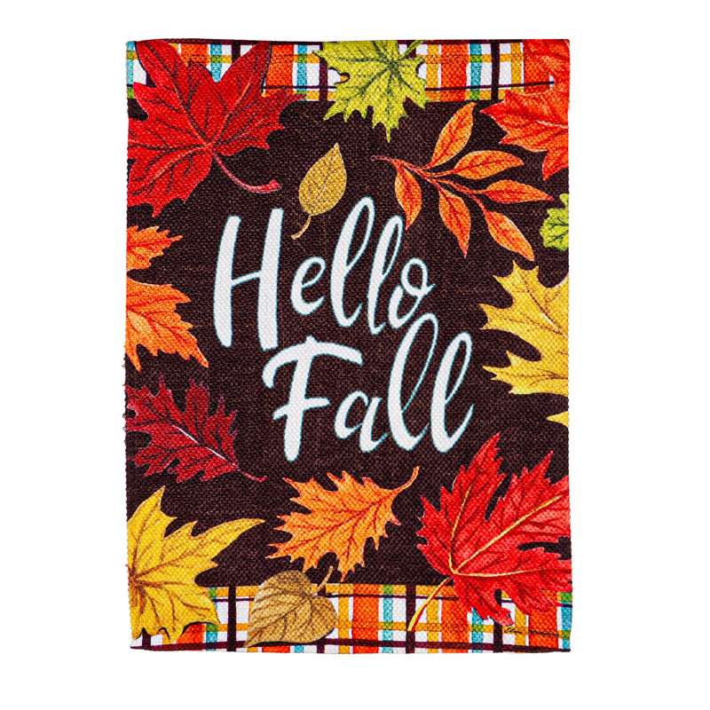 Plaid Hello Fall Suede House Flag