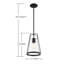 Luminaire suspendu d'extérieur noir mat à 1 lumière H 13,75 po