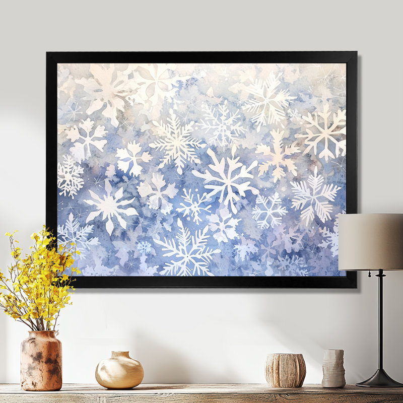«Snowflakes Dancing In Winter I», impression sur toile paysage d'hiver, H 12 po x l 20 po, Noir