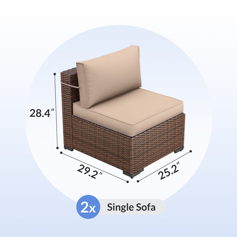 Chaise de patio 25,2 po avec coussins de 4 po Mecayla, Kaki