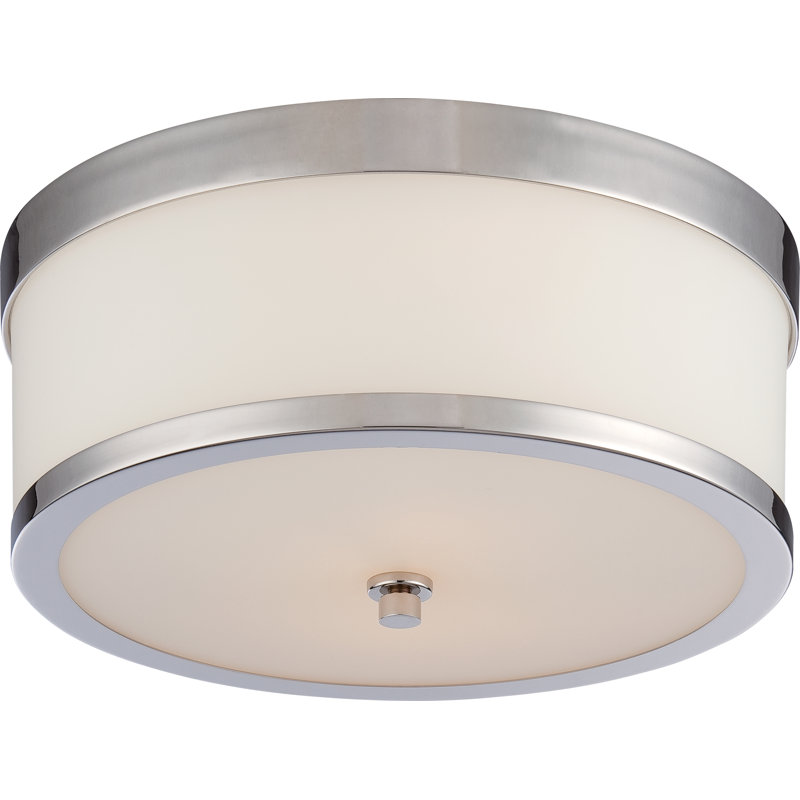 Plafonnier encastré à 2 lumières de 13,63 po Atman, Nickel poli