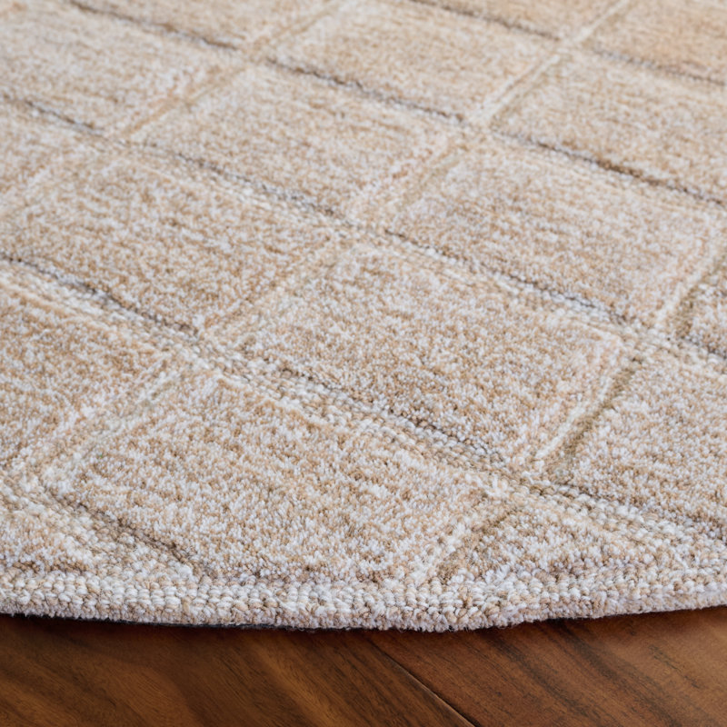 Genre Hand Woven Wool;Cotton Solid Color Rug, Round 6'