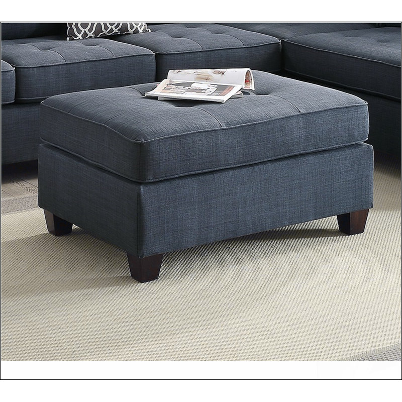 Repose-pieds cocktail en tissu Dorris avec sièges capitonnés, Bleu foncé