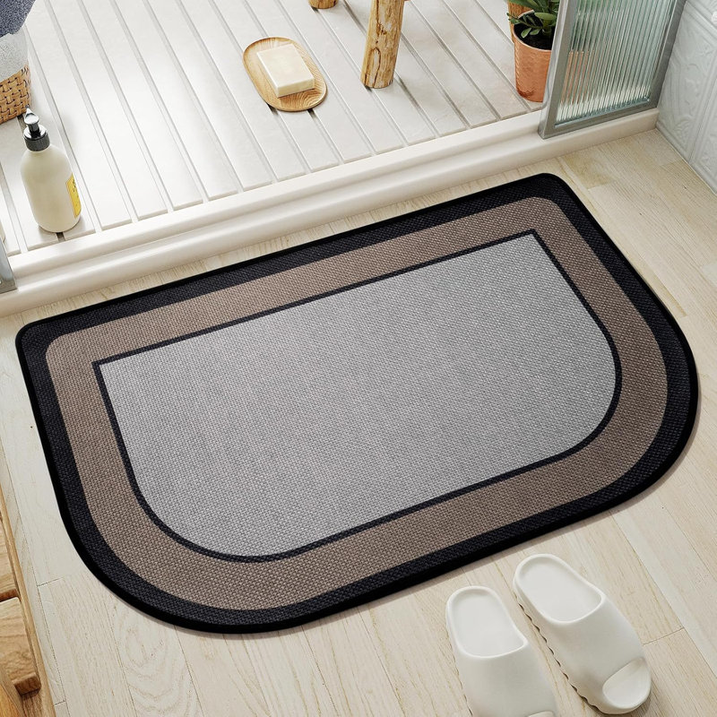 Tapis de bain antidérapant à séchage rapide ultra mince antidérapant pour salle de bain Tapis de bain semi-ronds lavables et lavables