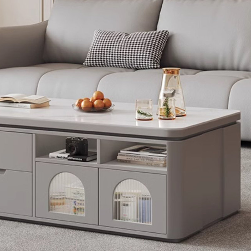 Table basse légère et luxueuse, H 21,65 po x L 55,11 po x l 31,49 po, Gris clair