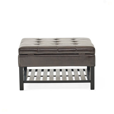 SQUARE OTTOMAN WITH STORAGE AND BOTTOM RACK