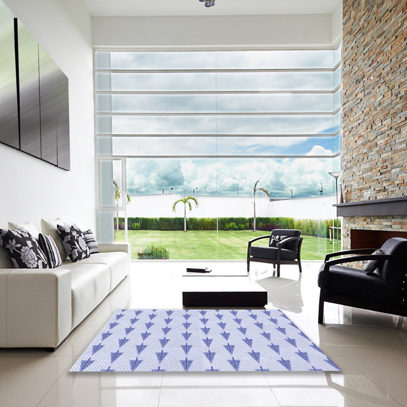 Tapis 100% à motifs lavables à la machine 2989 Pat709-BLU, Carré 3 pi