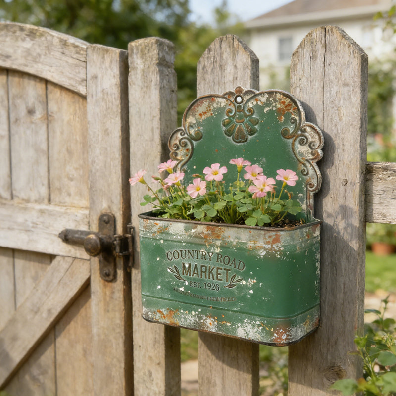 Vinatge Metal Wall Planter for Outdoor,Galvanized Planters,Wall Planter Wall Hanging Planter for Farmhouse Garden Decor