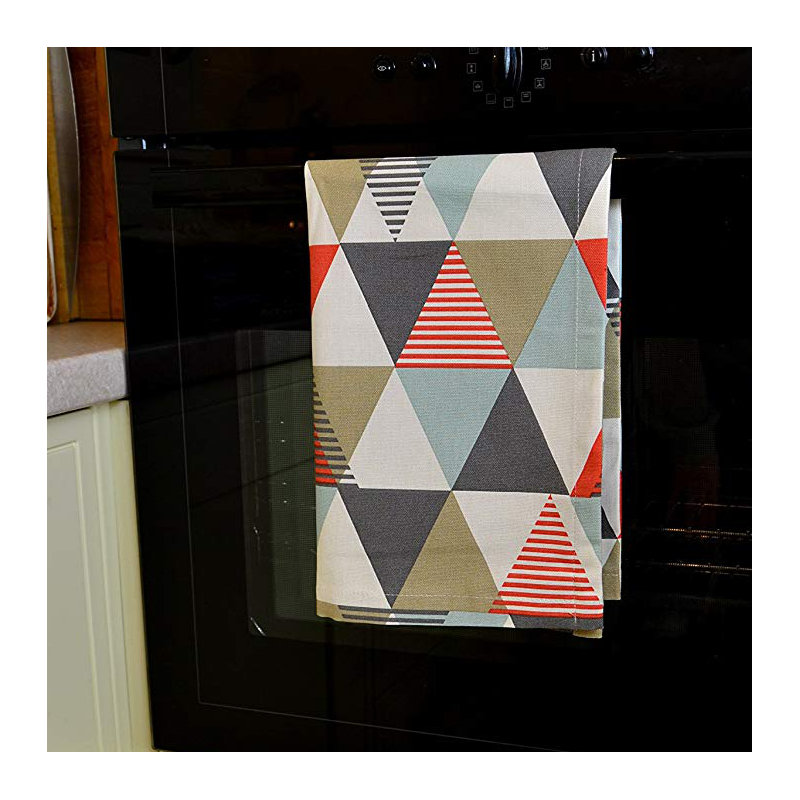 Amelia Cotton Jacquard Kitchen Towel, Terracotta Orange