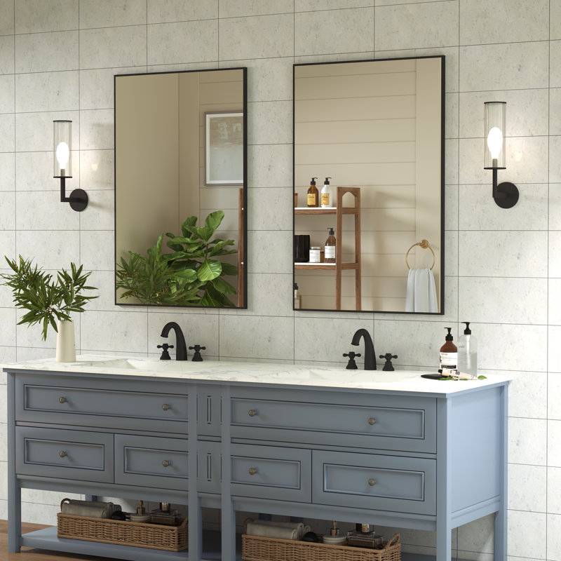 Miroir de salle de bain mural Sartori, Noir, 24 po x 36 po