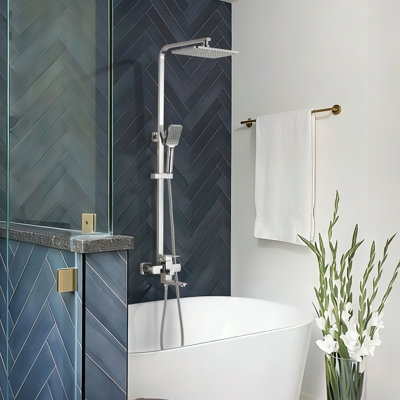 46"H 3-Function Stainless Steel Wall-Mounted Shower System