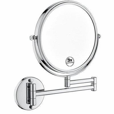 8-inch LED wall-mounted magnifying makeup mirror - 1X/3X magnification, 360-degree rotation