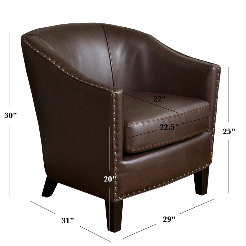 Fauteuil club en cuir reconstitué brun, Brun