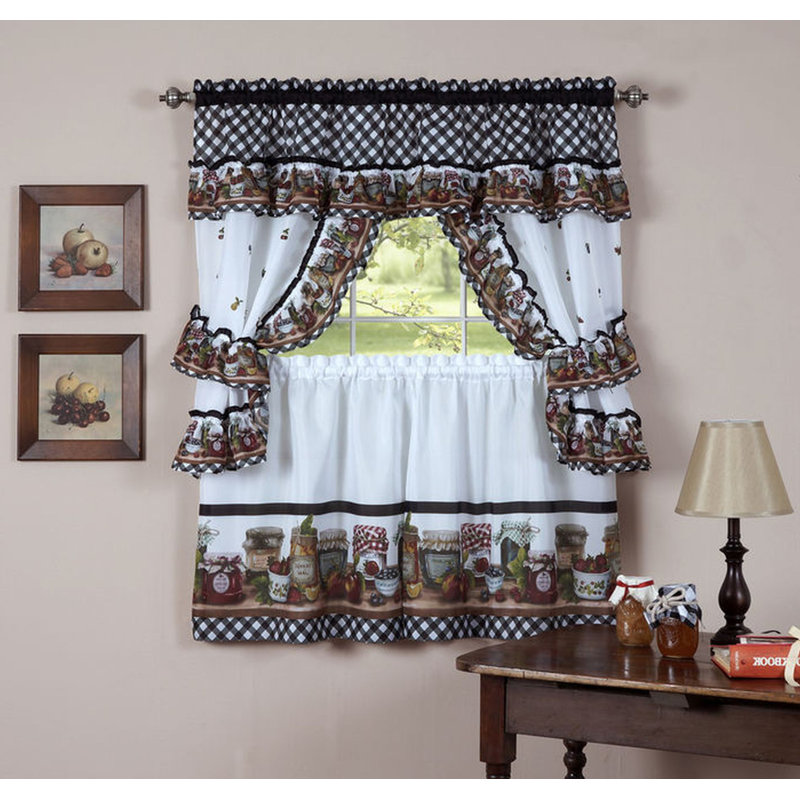 Tejeda Mason Jars Kitchen Curtain, 57" W x 24" L