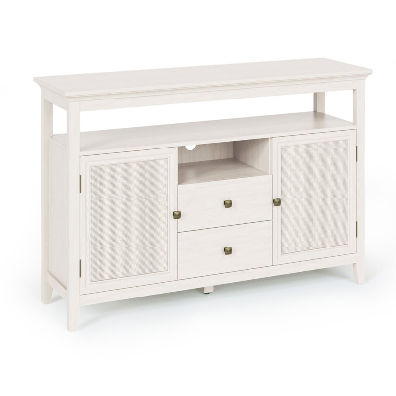 Buffet de 52,8 po, armoire de cuisine avec grand rangement - bois blanc et armoire d'appoint, tablettes à thème réglables blanches, P 53 po x l 36 po H 16 po, poids 90 lb