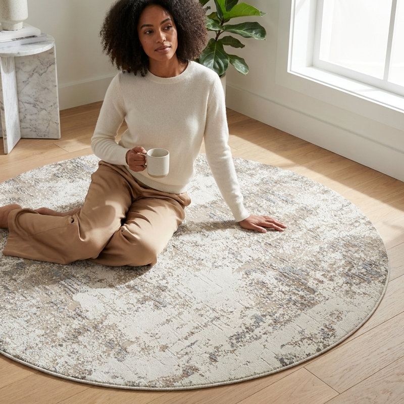 Tapis tissé à la machine Harbard, Rond 5 pi