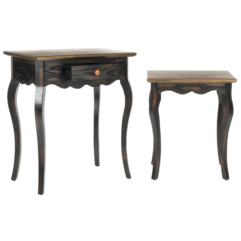 Solid Wood Top 1 Nesting Tables End Table with Storage