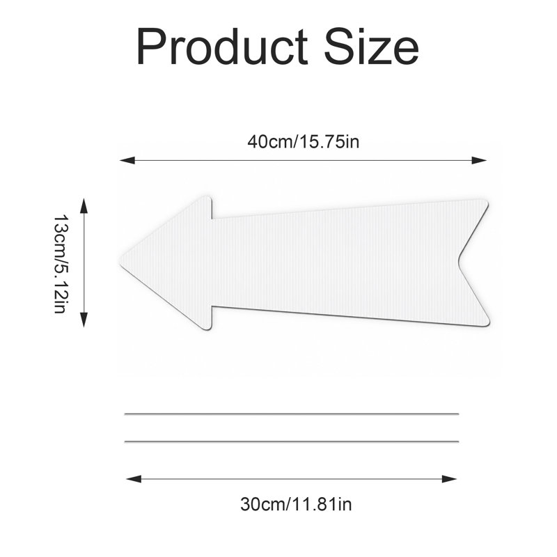 Lot de 6 panneaux fléchés vierges avec piquets, 40 x 13 cm, panneaux directionnels double face pour pelouse, mariage, anniversaire, vente-débarras, événement extérieur
