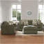 Ensemble de salon, canapé, fauteuil et repose-pieds Marvella 3 pièces avec revêtement en chenille Mosswood