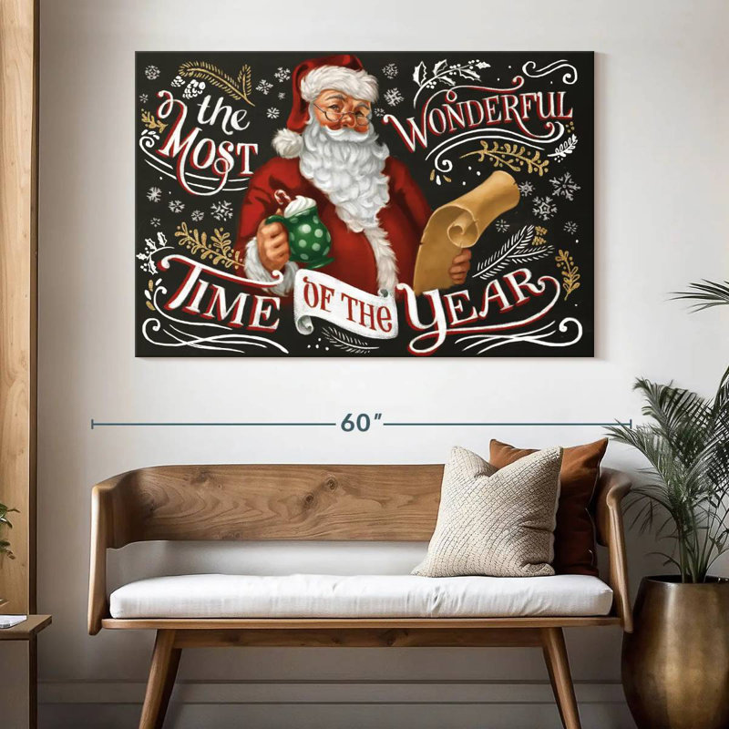 Santa's List II - noir, H 34 po x l 51 po
