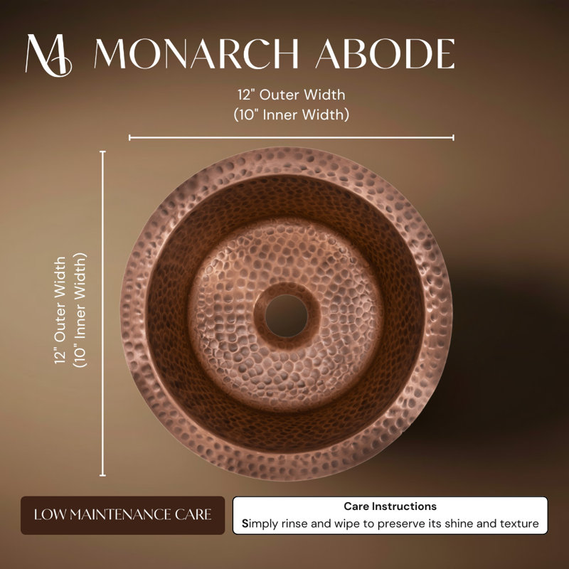Pure Copper Hand Hammered Essex Dual Mount Single Bowl Bar Prep Sink 12" 