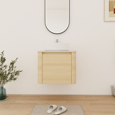 Meuble-lavabo flottant simple 24 po avec comptoir en céramique 24 po