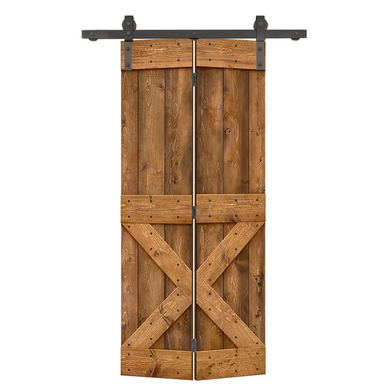 Porte pliante en bois massif 84 po 84 po, Noyer, 36 po x 84 po