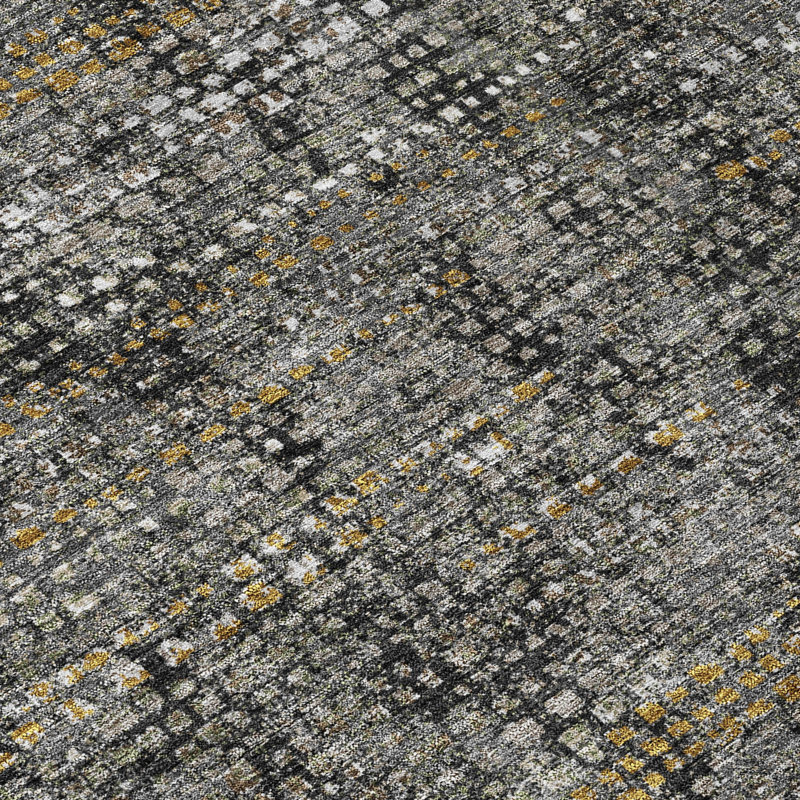 Machine Washable Indoor/Outdoor Chantille ACN2641 Abstract Rug, 10' x 14', Black
