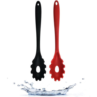 Fourchette à pâtes en silicone (11,2 po), ensemble de 2 cuillères à spaghetti résistantes à la chaleur à 600 ° F, cuillère à pâtes de qualité alimentaire, sans BPA, cuillère à nouilles (silicone)