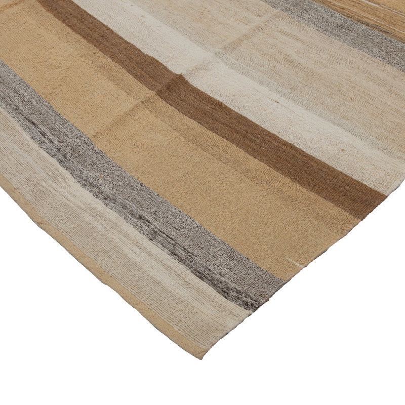 Multicolored Stripe Flatweave Kilim Hemp Rug - 9'11" x 14'4"
