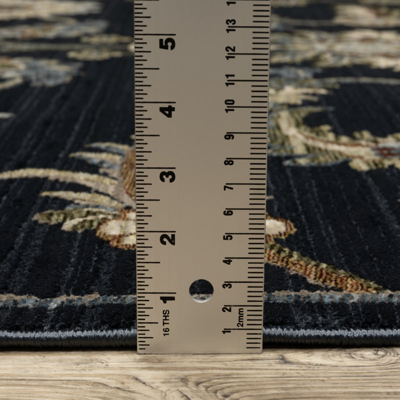 Elimelech Traditional Floral Navy Blue/ Multi Area Rug, Runner 2'3" x 7'9"