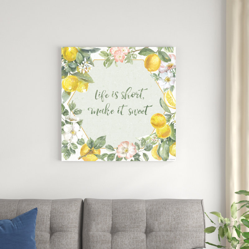 "Citrus Charm II" par - Art textuel sur toile tendue, H 30 po x l 30 po
