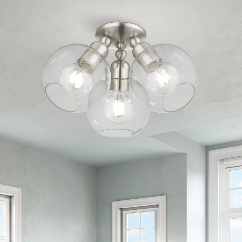 Foulkes Glass Semi Flush Mount, Brushed Nickel