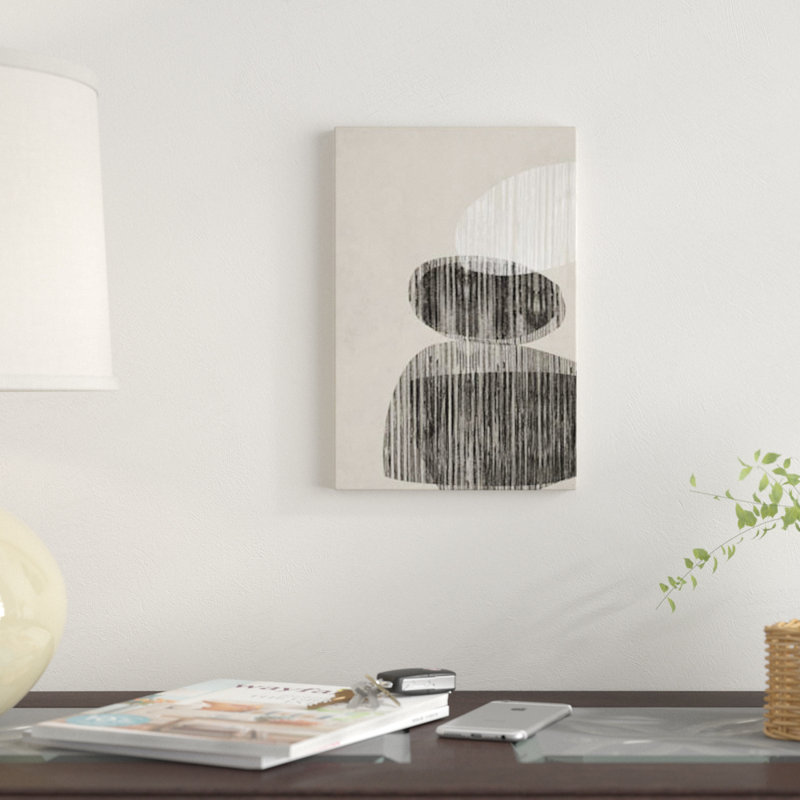 «N embossé II», reproduction sur toile, H 26 po x l 18 po x P 1,5 po, Toile avec cadre noir, Pas de tapis