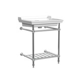 Gloss White Fireclay Rectangular Console Bathroom Sink with Overflow