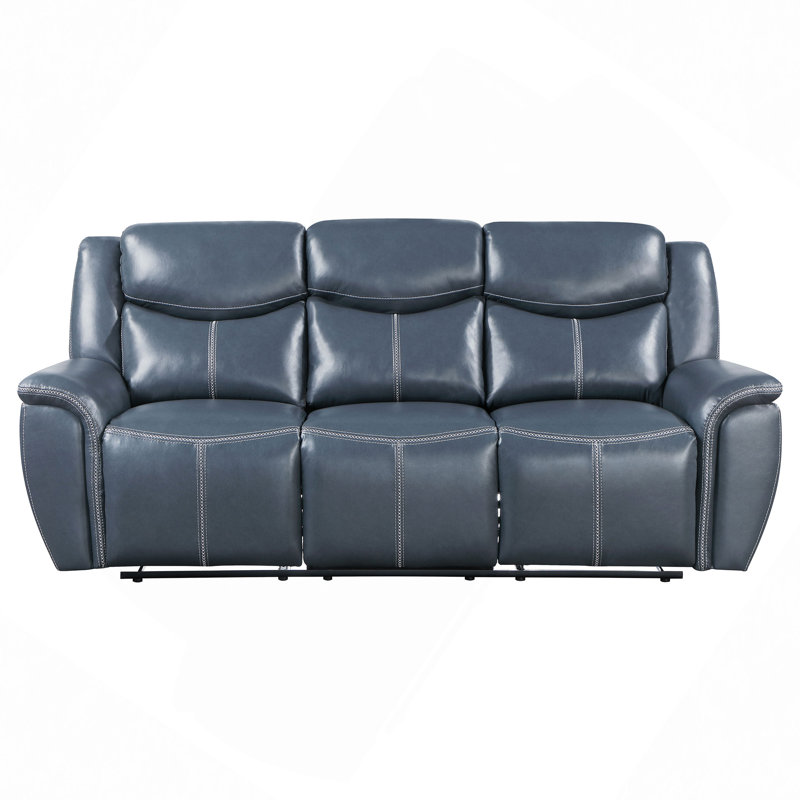 Motion Reclining Sofa With Drop Down Table, Blue