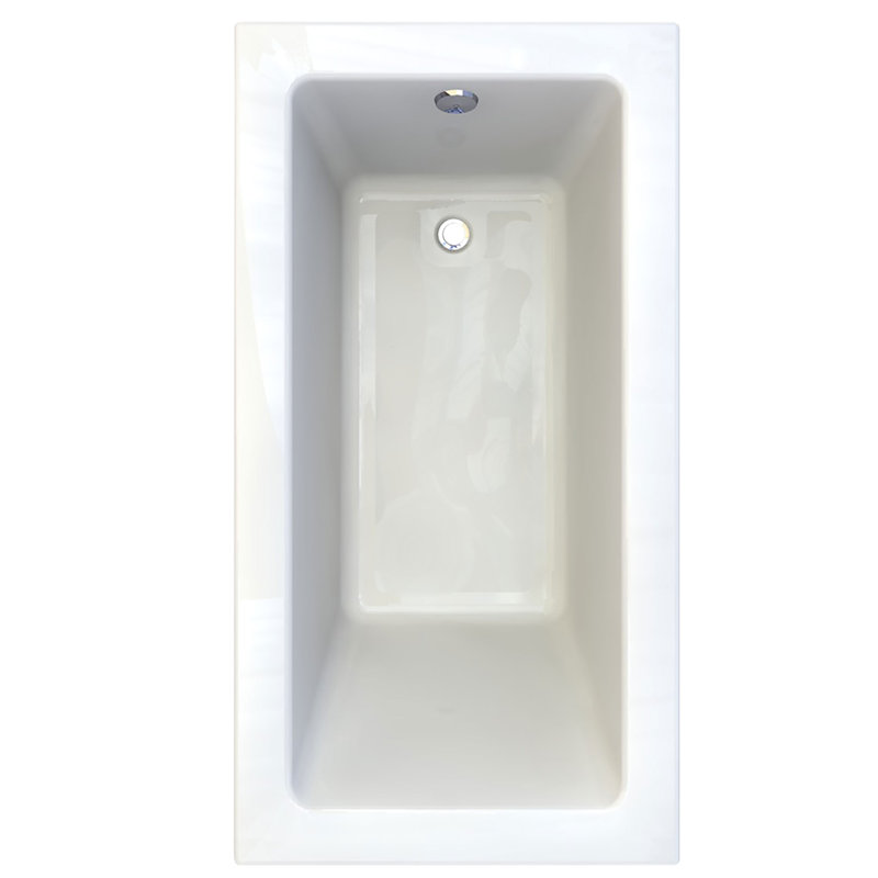 White Acrylic Drop-In Soaking Bathtub with Zero Edge