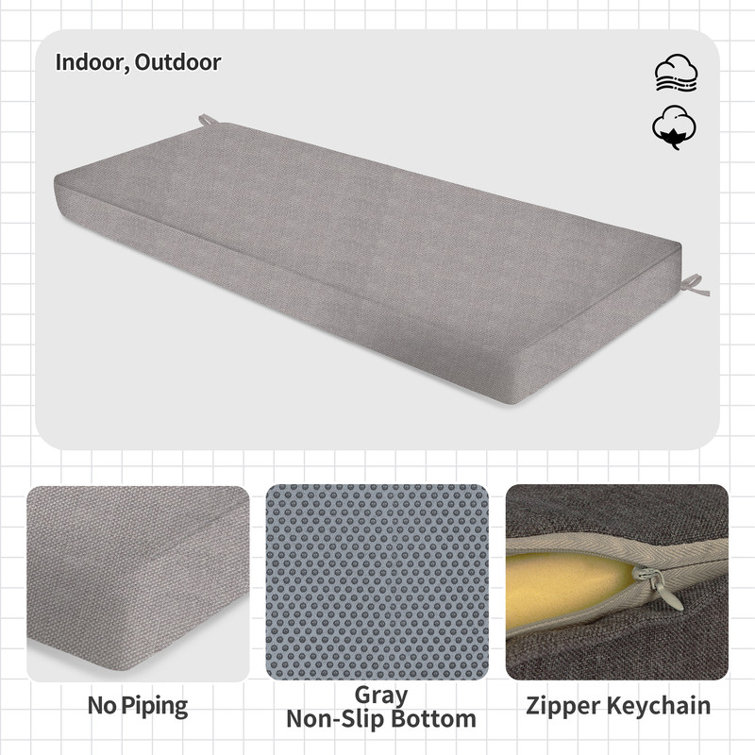 Customizable Bench Cushion For Indoor/Outdoor Furniture/Chair/Window Seat, Premium 75D High-Resilience Foam