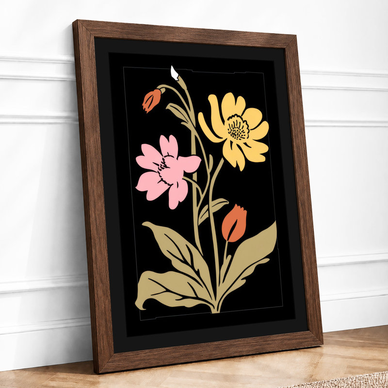 Two Stem Botanicals Botanical - Framed Print, Walnut, A4 - 29.7 x 21.0 cm