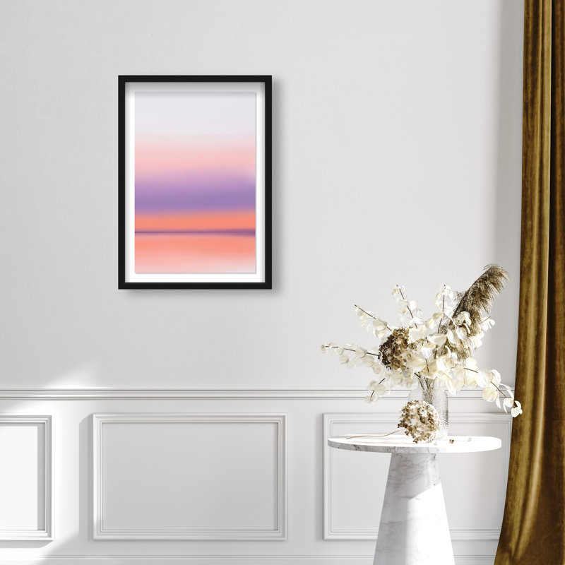 Peach Coastline Print by Oliver Gal, 31.5"H x 21.5"W, Black Shadowbox