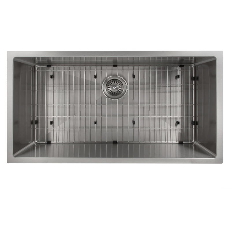 Meribel Stainless Steel 36" L x 18" W Undermount Kitchen Sink with Basket Strainer