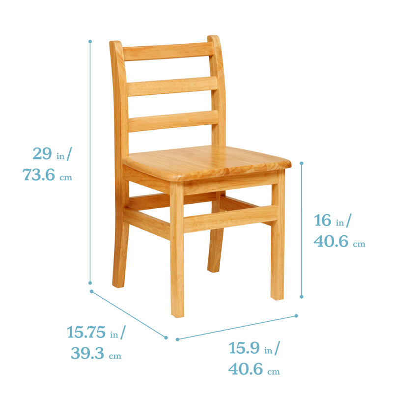 Honey Brown Rubberwood Ladderback Chairs, 16" Seat Height, 2-Pack