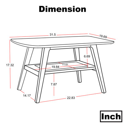 Dulcio 100% Solid Oak Coffee Table with storage shelf