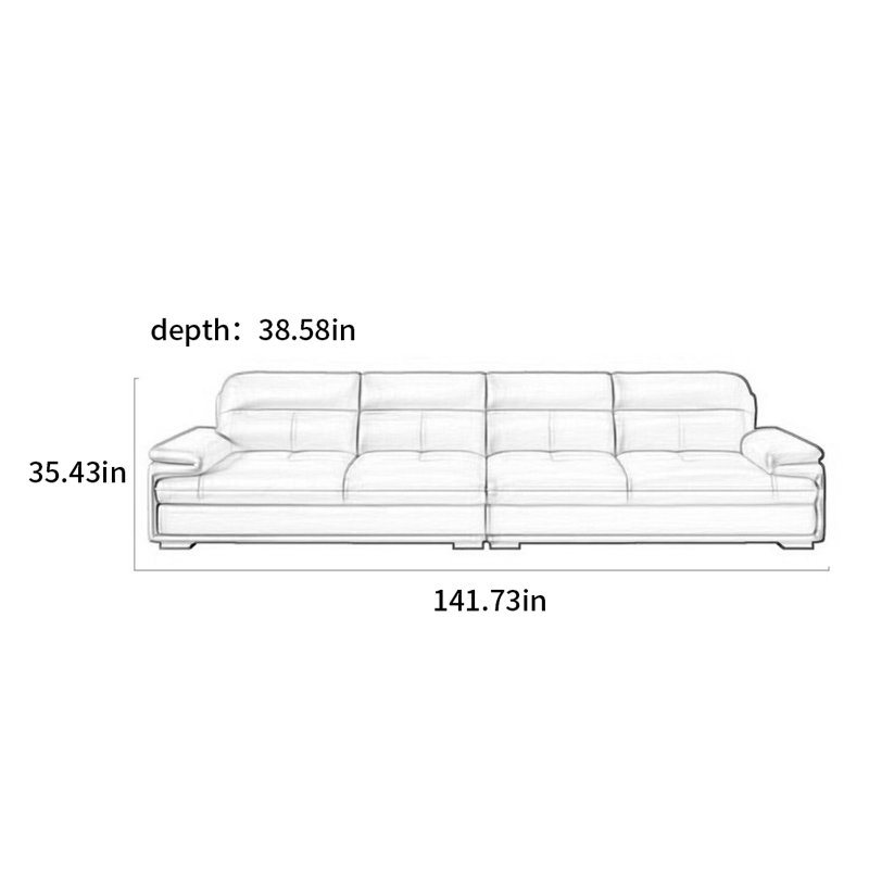 Canapé droit moderne nordique, 4, H 35,43 po x l 141,73 po x P 38,58 po