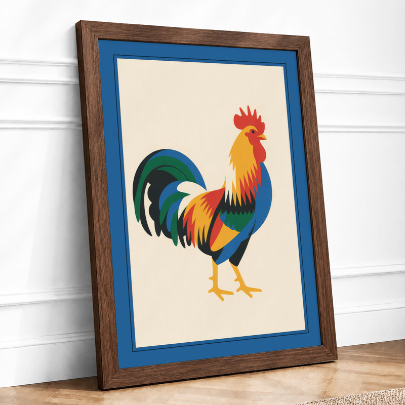 Standing Rooster Mid-Century - Print, Walnut, A1 - 84.1 x 59.4 cm